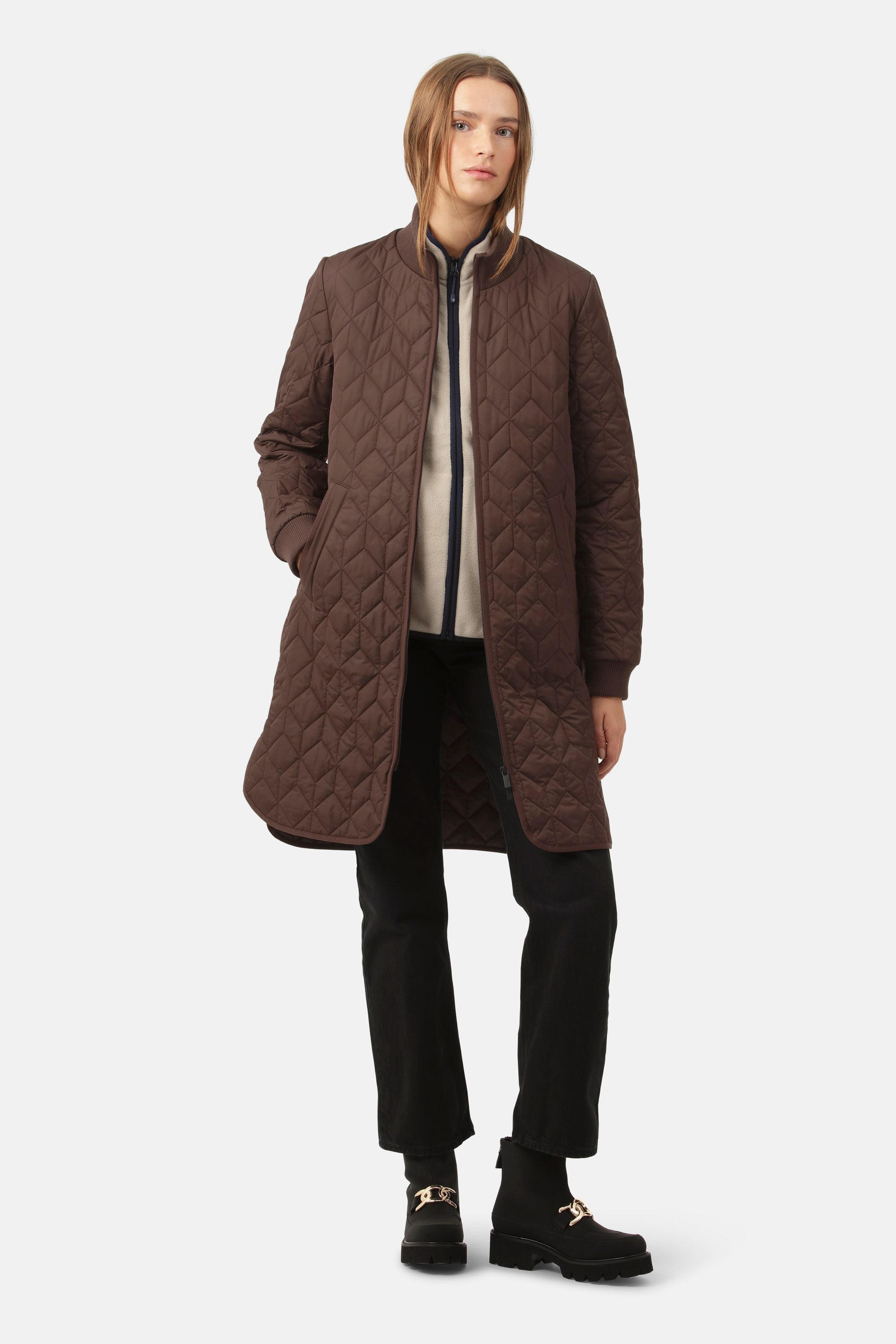 Lang Quiltet Jakke - Ebony